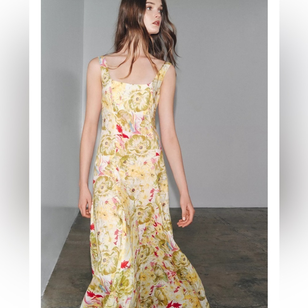 Zara ZW collection Linen Blend Print Dress